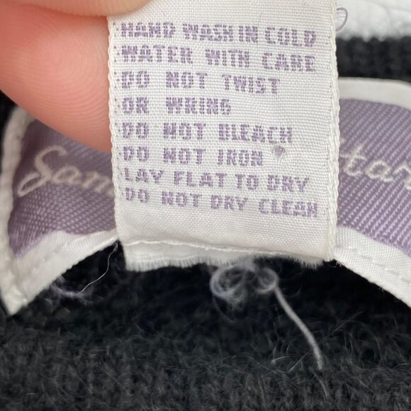 Vintage 80s Sparkly Silk Angora Black Sweater Abstract Sequins M Metallic Retro - Picture 6 of 7